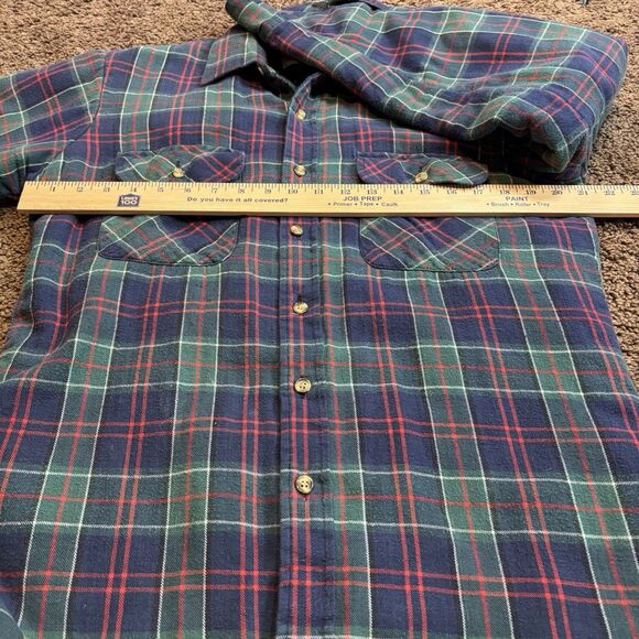 Vintage St. Johns Bay Quilt Lined Flannel Shirt Jacket Men's Green/Blue Plaid M - Picture 5 of 15